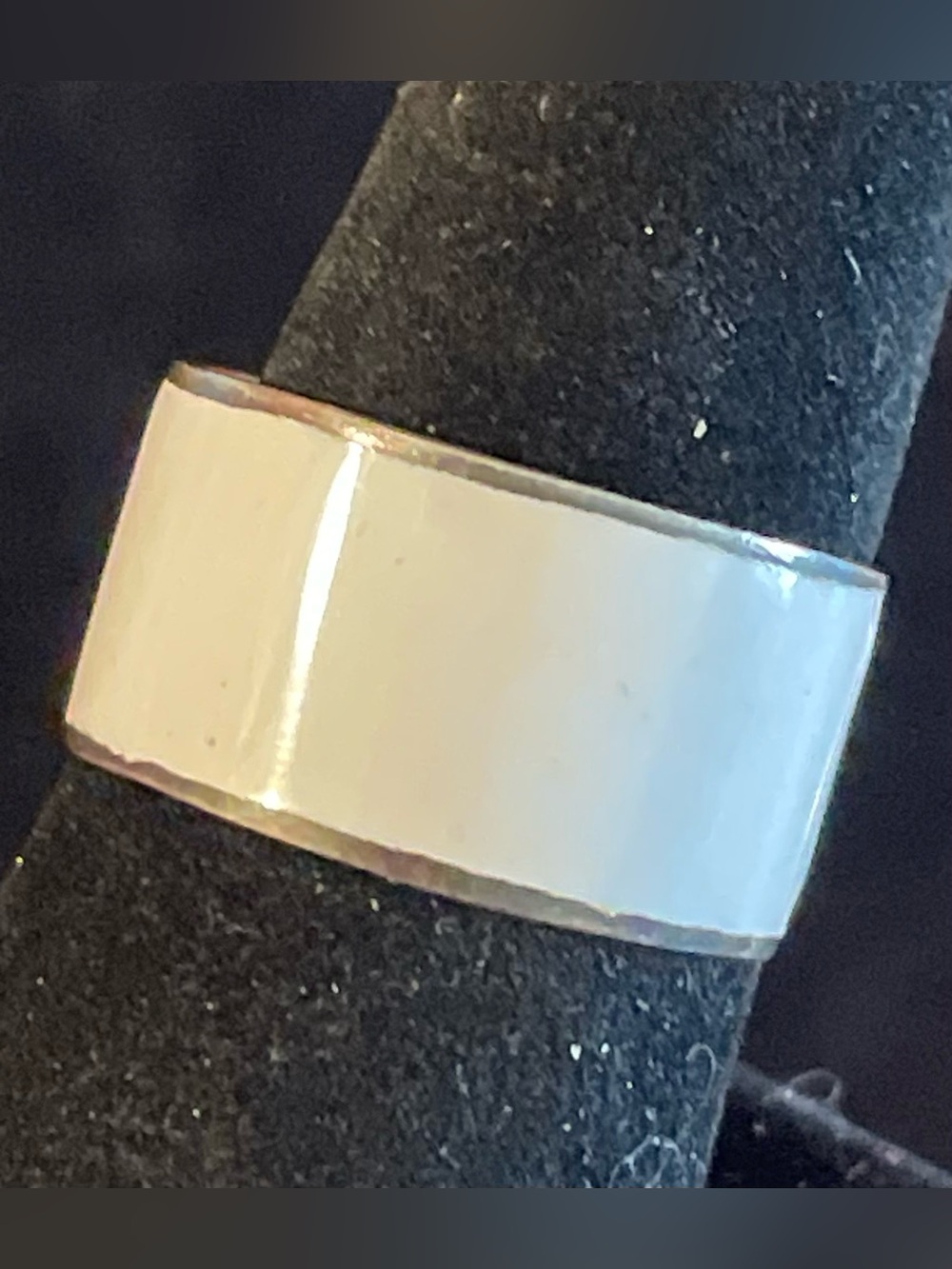 Vintage Siam Sterling Silver Solid White Enamel Band Ring Size 7.5 Signed. Rare
